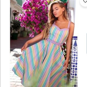 NWT Collectif Nova Rainbow Stripes Swing Dress - US 6/S (UK 10)